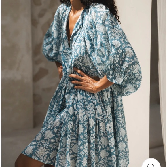 Daughters of India Blue Floral Mini Dress - Picture 5 of 10